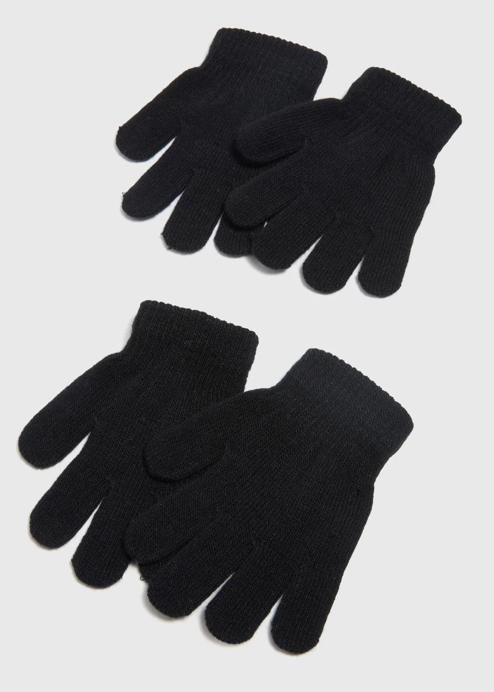 2 Pack Kids Black Gloves - One Size Image 2