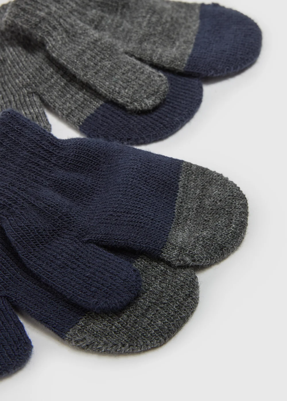 2 Pack Boys Navy Stripe Mittens - One Size Image 2
