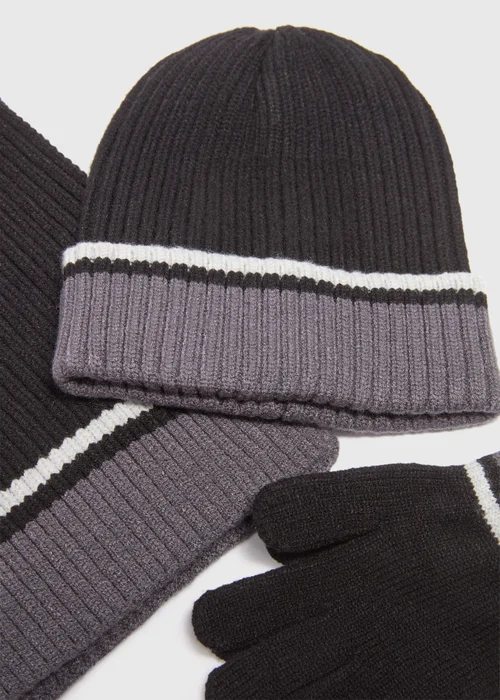 3 Pack Kids Black Knit Hat Set (Younger 3-Older 13yrs) - Age 3 - 6 Years Image 2