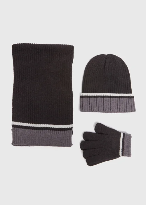 3 Pack Kids Black Knit Hat Set (Younger 3-Older 13yrs) - Age 3 - 6 Years Image 1