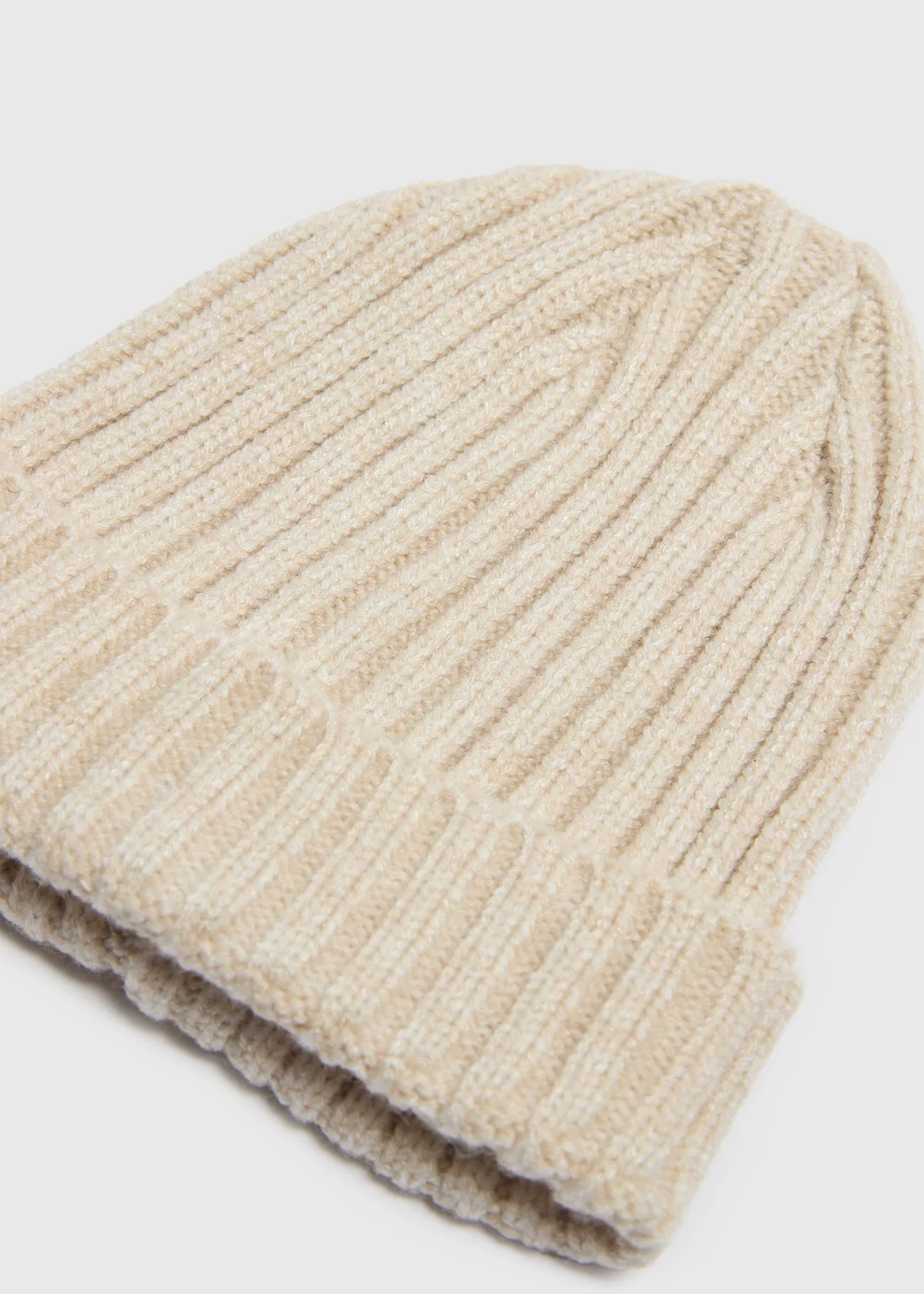 Baby Oatmeal Ribbed Beanie (Newborn-23mths) - Age 0 - 3 Months Image 2