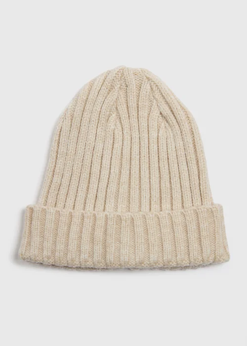 Baby Oatmeal Ribbed Beanie (Newborn-23mths) - Age 0 - 3 Months Image 1