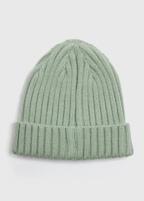 Baby Green Ribbed Beanie (Newborn-23mths) - Age 0 - 3 Months Image 1