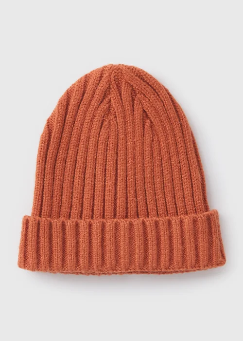 Baby Orange Ribbed Beanie (Newborn-23mths) - Age 0 - 3 Months Image 1