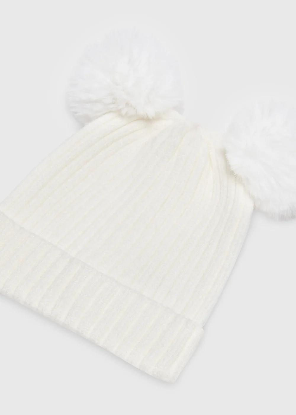 Baby Cream Double Pom Pom Beanie (Newborn-24mths) - Age 0 - 3 Months Image 2