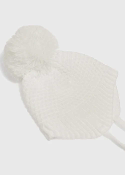 Baby Cream Knit Pom Hat - Age 0 - 3 Months Image 2