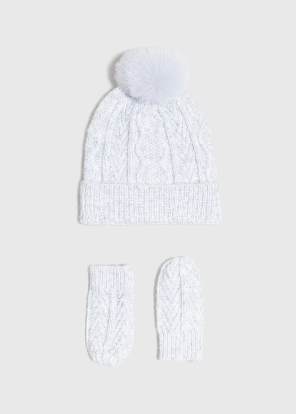 2 Pack Baby Grey Beanie Hat & Mitt Gloves Set (Newborn-24mths) - Age 0 - 3 Months Image 1