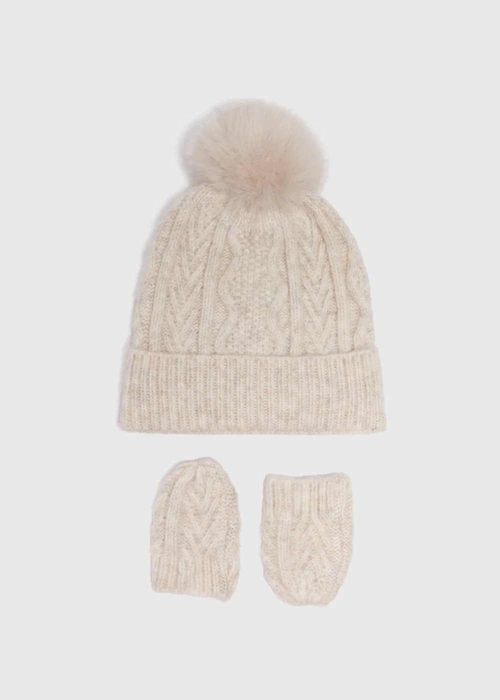 2 Pack Baby Oatmeal Beanie Hat & Mitt Gloves Set (Newborn-24mths) - Age 0 - 3 Months Image 1
