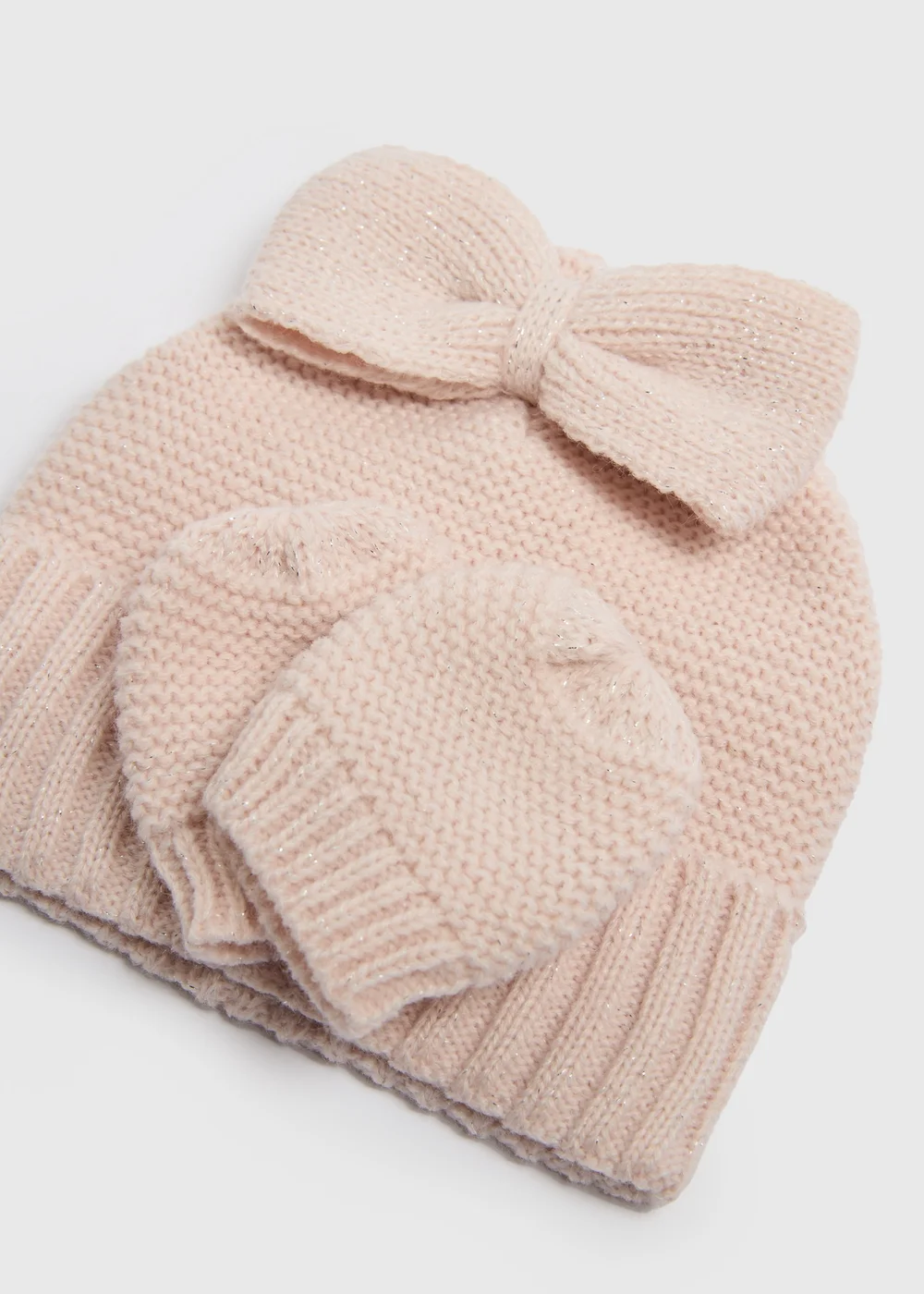 2 Pack Baby Pink Hat & Mitt Gloves Set (Newborn-23mths) - Age 0 - 3 Months Image 2