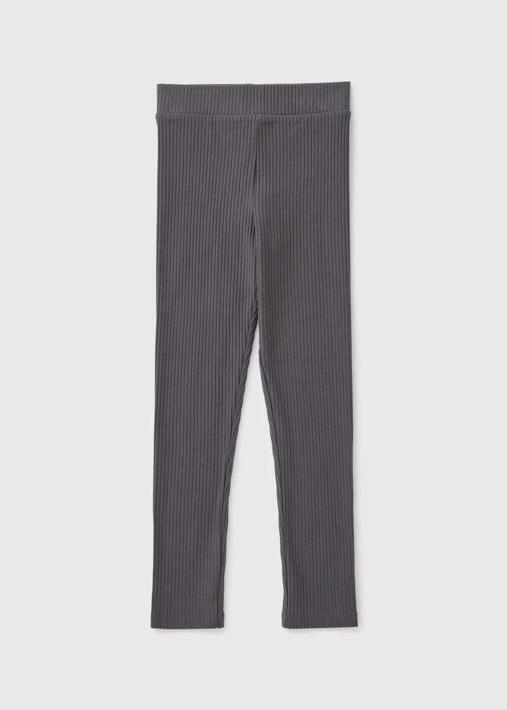 Girls Charcoal Ribbed Leggings (7-15yrs) - 8 Yrs Image 1