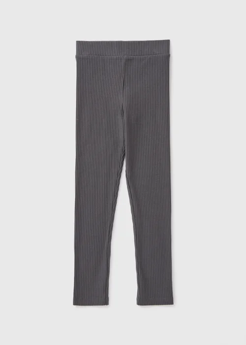 Girls Charcoal Ribbed Leggings (7-15yrs) - 8 Yrs Image 1