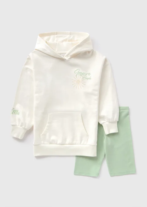 Girls Cream Collective Hoodie & Cycling Shorts Set (7-15yrs) - Age 7 Years Image 1