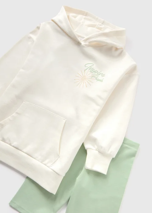 Girls Cream Collective Hoodie & Cycling Shorts Set (7-15yrs) - Age 7 Years Image 2