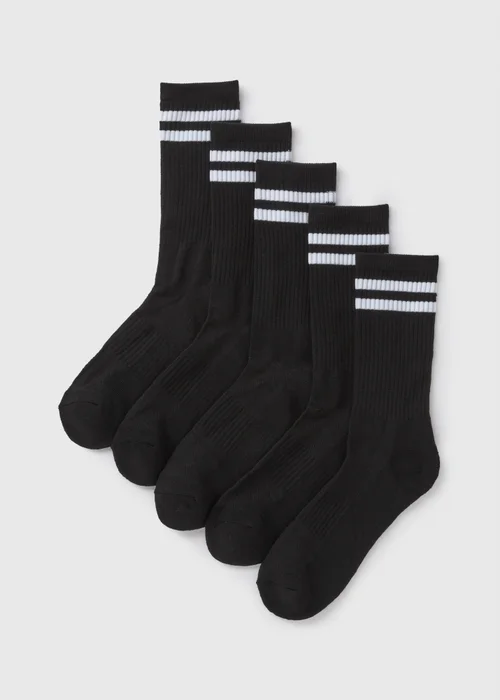 5 Pack Black Sports Socks - 6-8.5 Image 1