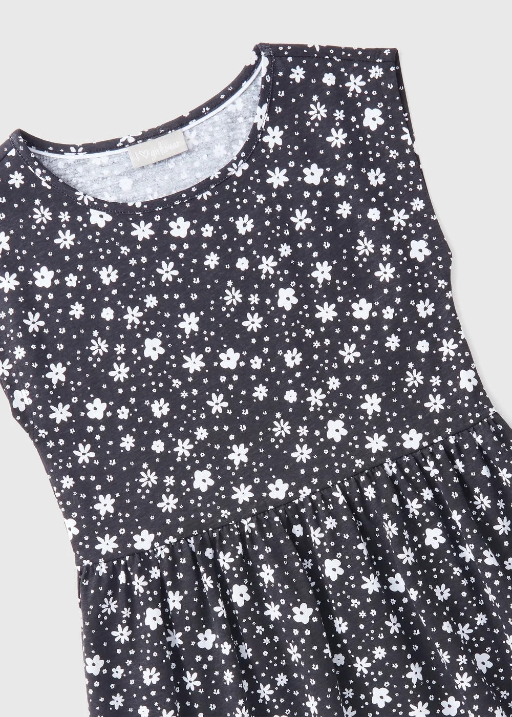 Girls Black Floral Jersey Dress (7-15yrs) - Age 7 Years Image 2