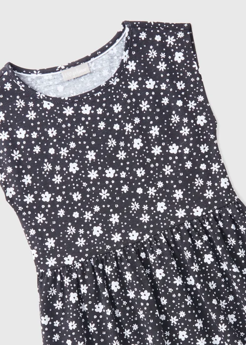 Girls Black Floral Jersey Dress (7-15yrs) - Age 7 Years Image 2