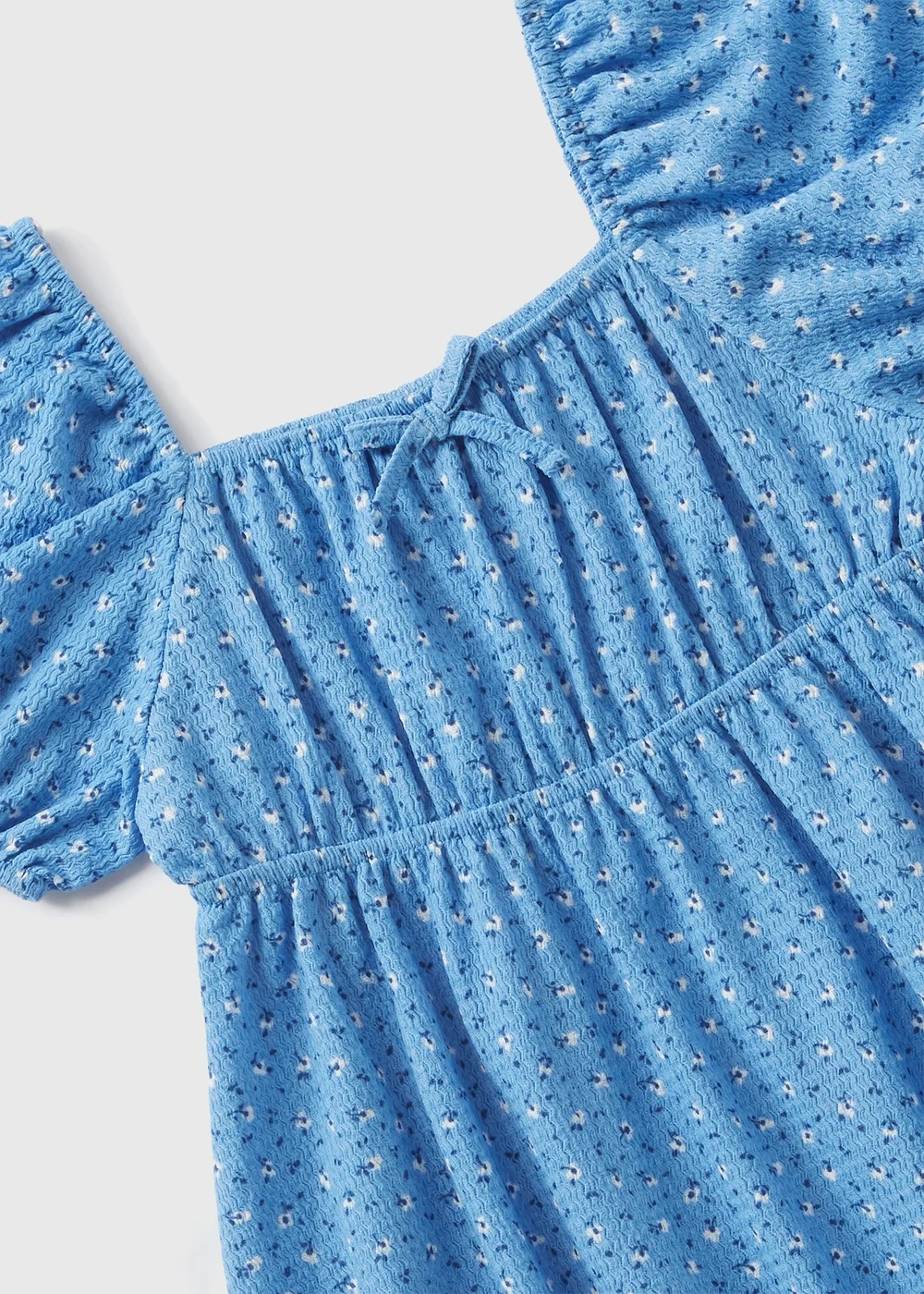Girls Blue Floral Crinkle Dress (7-15yrs) - Age 7 Years Image 2