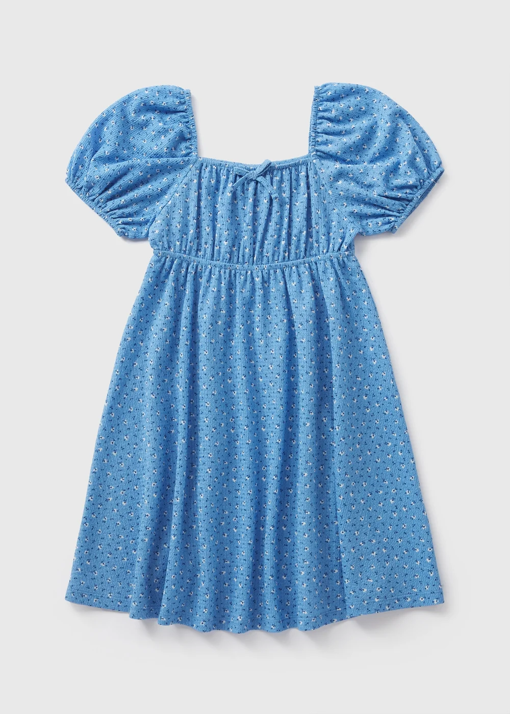 Girls Blue Floral Crinkle Dress (7-15yrs) - Age 7 Years Image 1