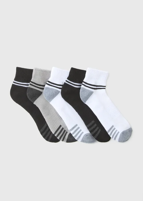 5 Pack Monochrome Sports Socks - 6-8.5 Image 1