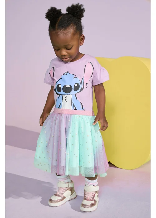Disney Kids Pink Stitch Mesh Dress (1-7yrs) - 1 half year to 2 Image 3