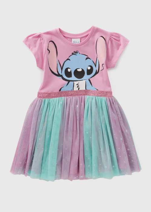 Disney Kids Pink Stitch Mesh Dress (1-7yrs) - 1 half year to 2 Image 1