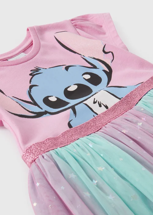 Disney Kids Pink Stitch Mesh Dress (1-7yrs) - 1 half year to 2 Image 2