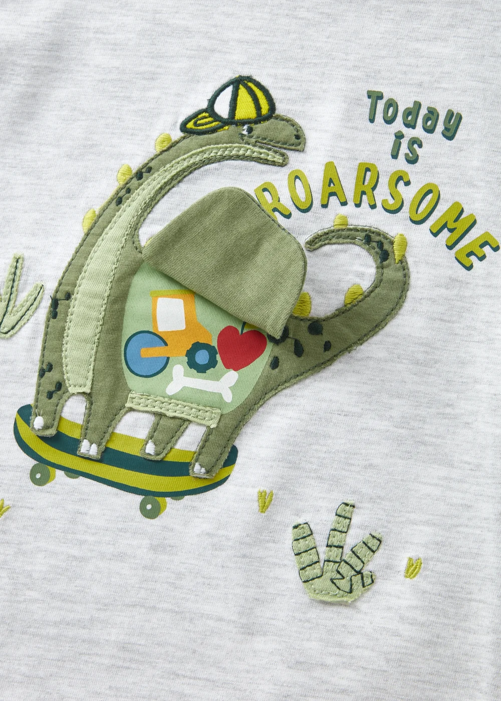 Boys Grey Skating Dinosaur T-Shirt (1-7yrs) - 1-1.5 Yrs Image 2