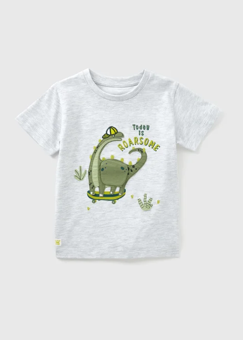 Boys Grey Skating Dinosaur T-Shirt (1-7yrs) - 1-1.5 Yrs Image 1