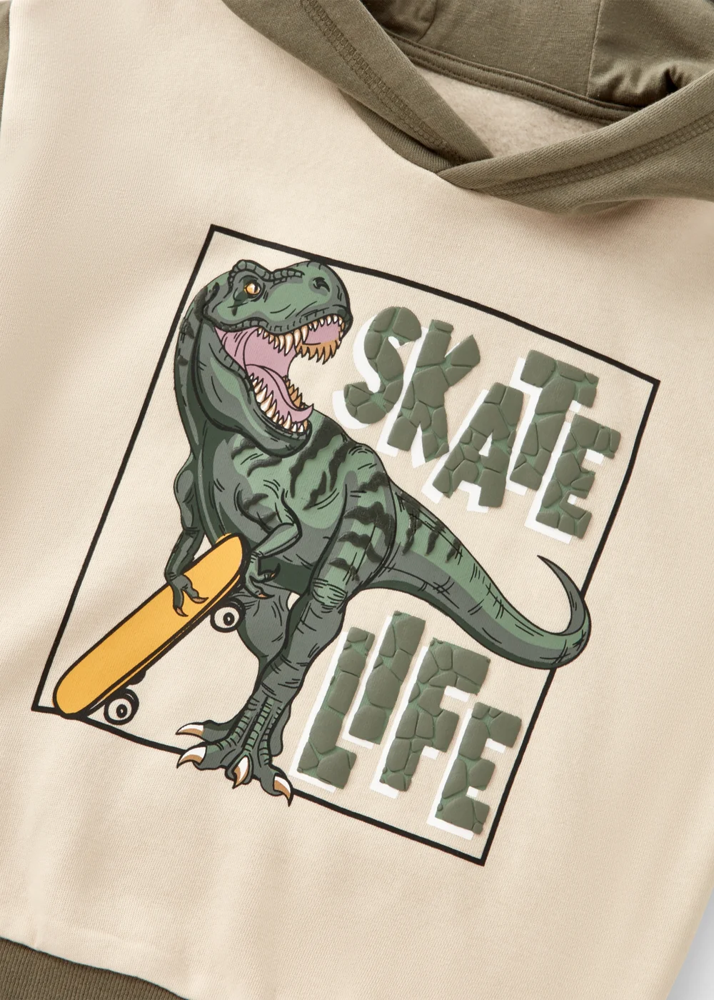 Boys Cream Dinosaur Print Hoodie - 1-1.5 Yrs Image 2