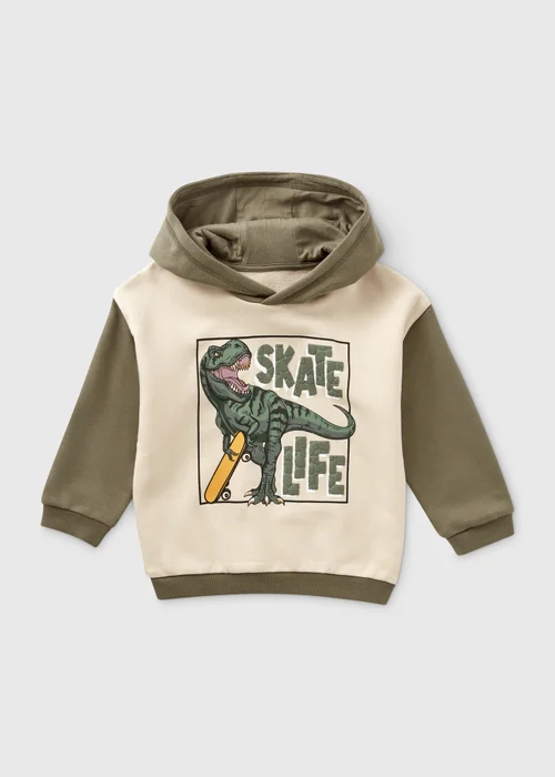 Boys Cream Dinosaur Print Hoodie - 1-1.5 Yrs Image 1