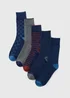 5 Pack Navy Patterned Socks - Sizes 6 - 8.5 Image 1