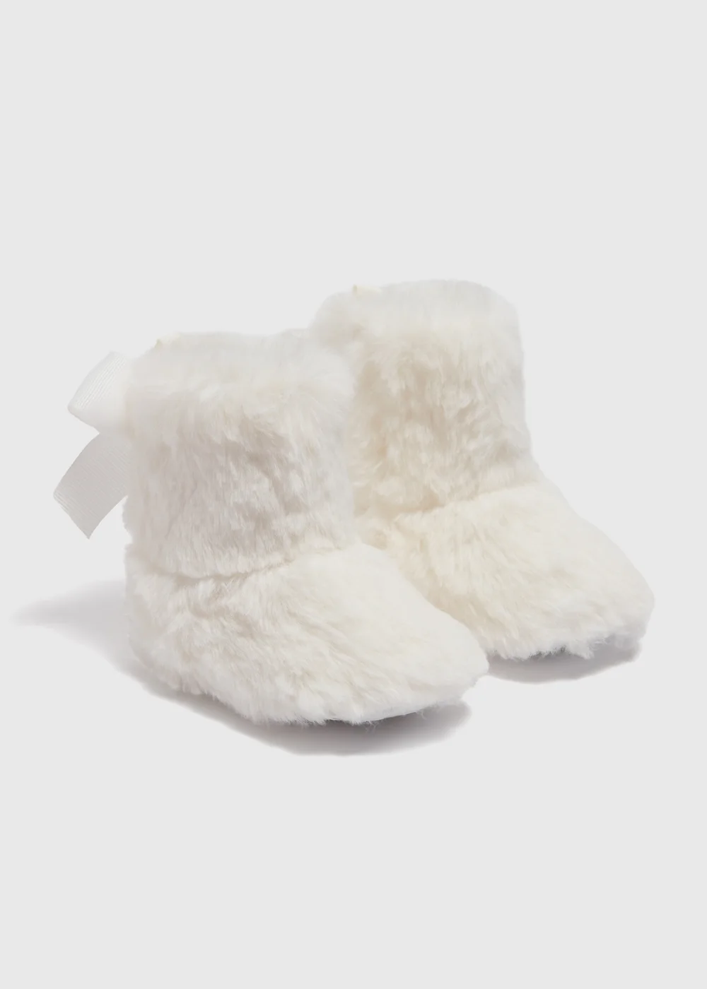 Baby Cream Faux Fur Slippers (6-18mths) - 0-3 months Image 1