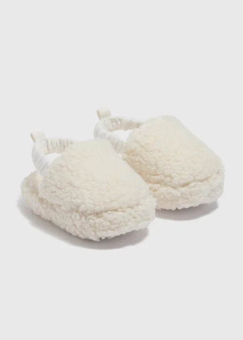 Baby Cream Fur Slippers (Newborn-18mths) - 0-3 months Image 1