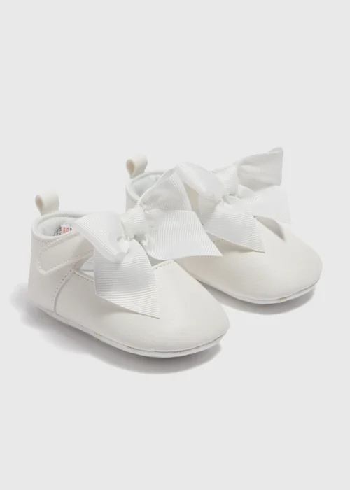 Baby White Ballet Flat Shoes (Newborn-18mths) - Age 0 - 3 Months Image 1