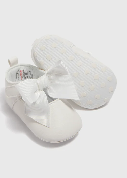 Baby White Ballet Flat Shoes (Newborn-18mths) - Age 0 - 3 Months Image 2