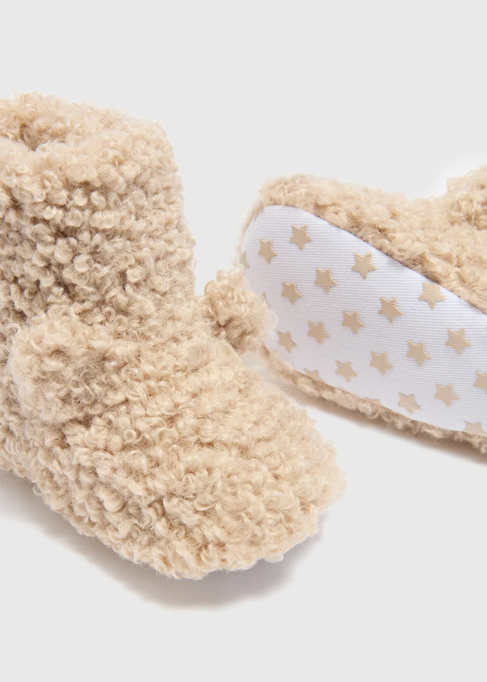 Baby Brown Soft Sole Borg Boots (Newborn-18mths) - Age 0 - 3 Months Image 2