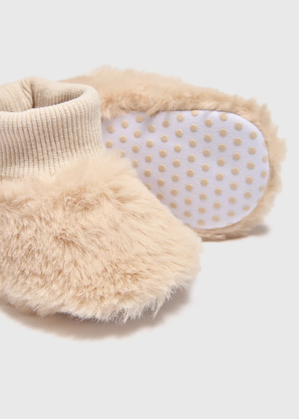Baby Beige Faux Fur Sock Boots (Newborn-18mths) - Age 0 - 3 Months Image 2