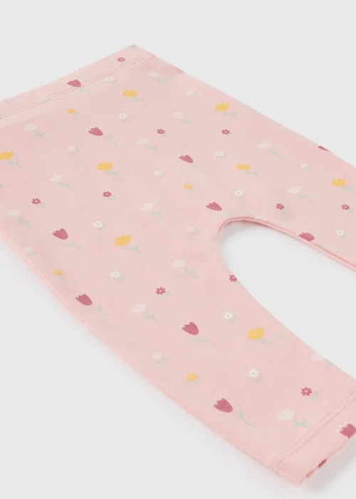 Baby Pink Floral Leggings (Newborn-23mths) - 9-12 months Image 2