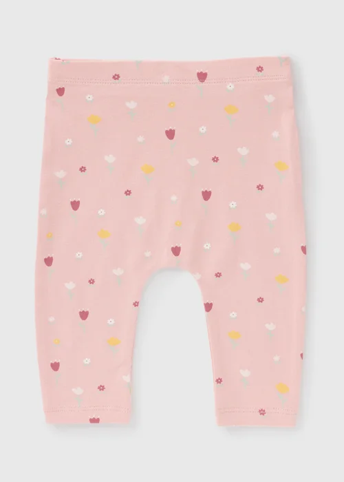 Baby Pink Floral Leggings (Newborn-23mths) - 9-12 months Image 1