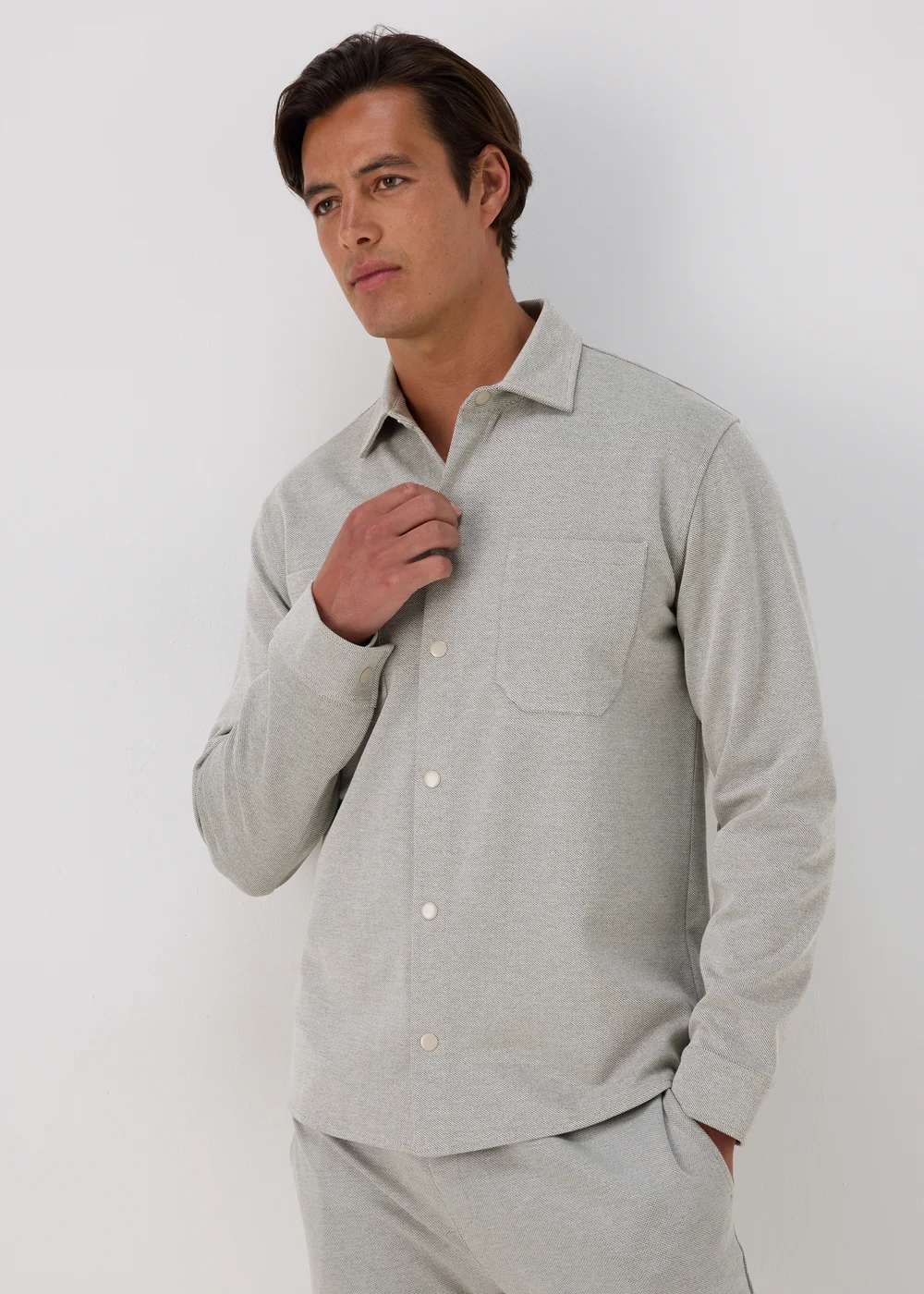 Grey Textured Over Shirt - S Image 1