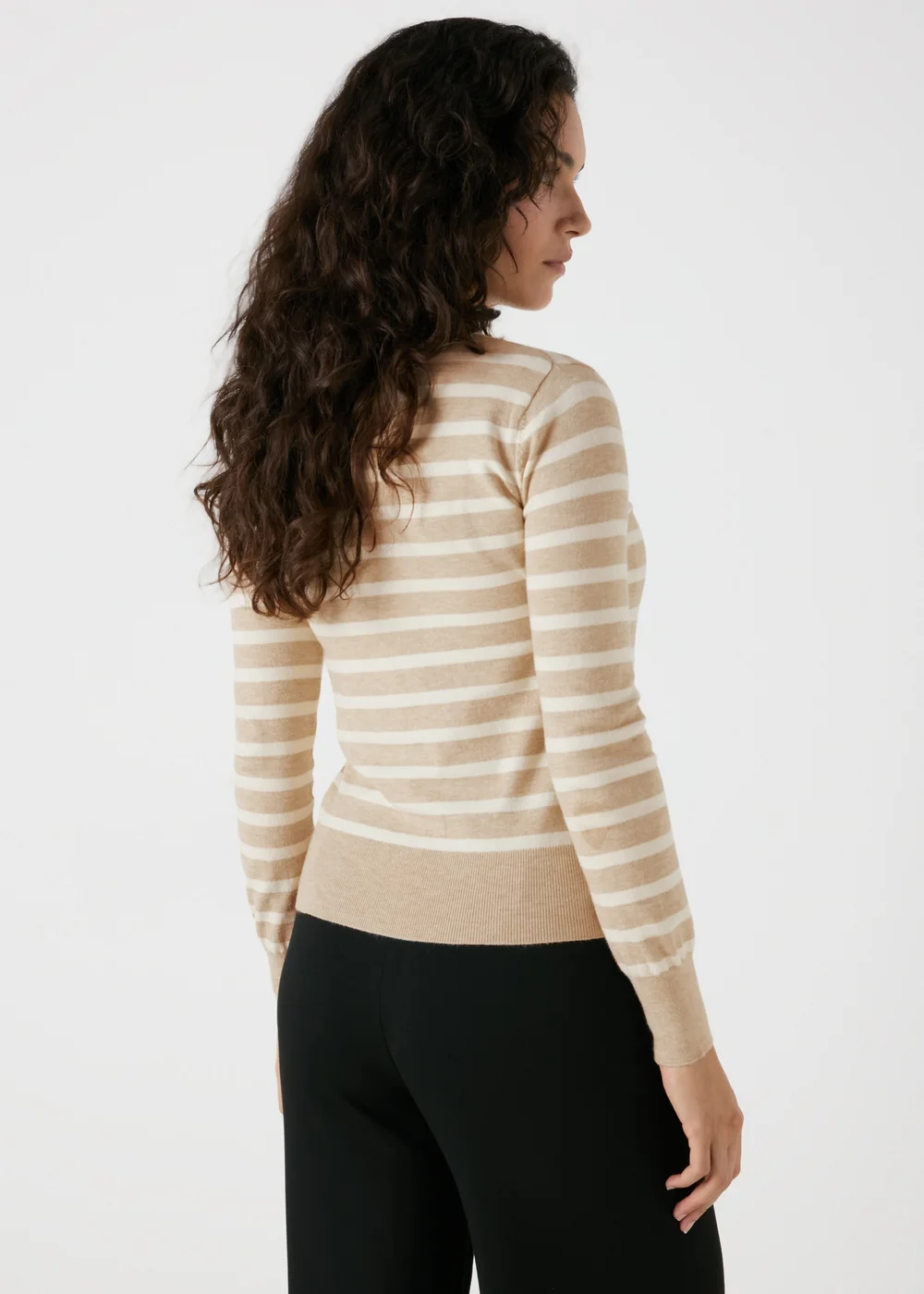 Et Vous Beige Stripe Button Through Cardigan - 8 Image 2
