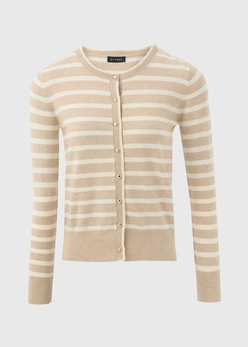 Et Vous Beige Stripe Button Through Cardigan - 8 Image 5