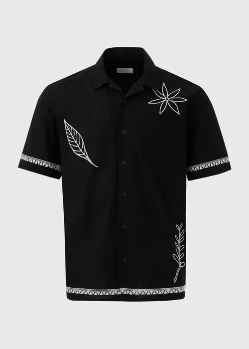 Black Leaf Embroidered Shirt - S Image 5