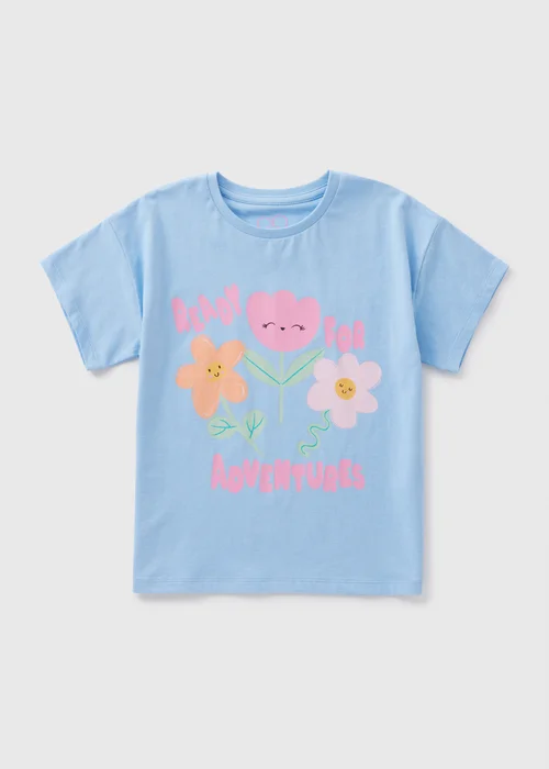 Girls Blue Flower T-Shirt (1-7yrs) - 1-1.5 Yrs Image 1