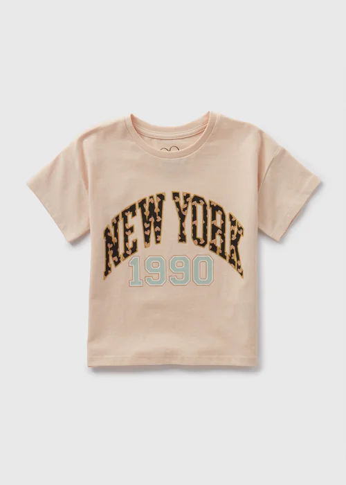 Girls Beige NEW YORK T-Shirt (1-7yrs) - 1-1.5 Yrs Image 1