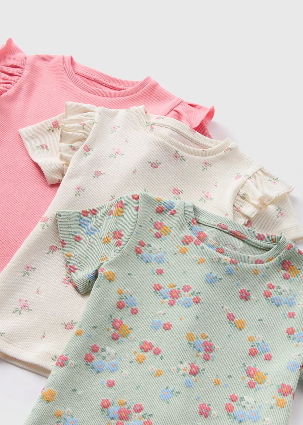 3 Pack Girls Pink Floral T-Shirts (1-7yrs) - 2-3 Yrs Image 2