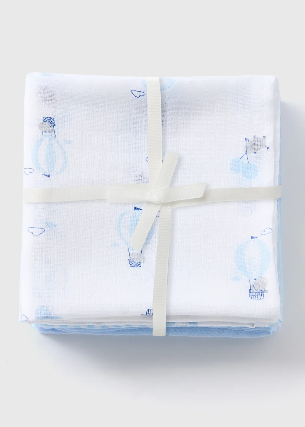 3 Pack Baby Blue Muslin Cloths - One Size Image 1