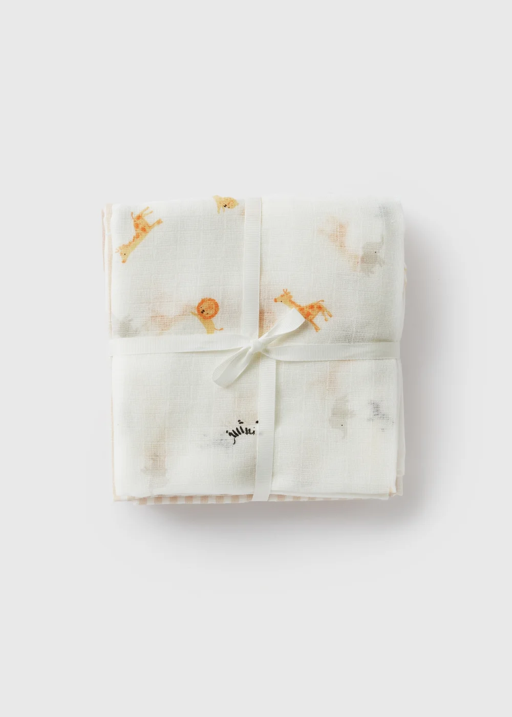 3 Pack Baby Cream Safari Muslin Cloths - One Size Image 1