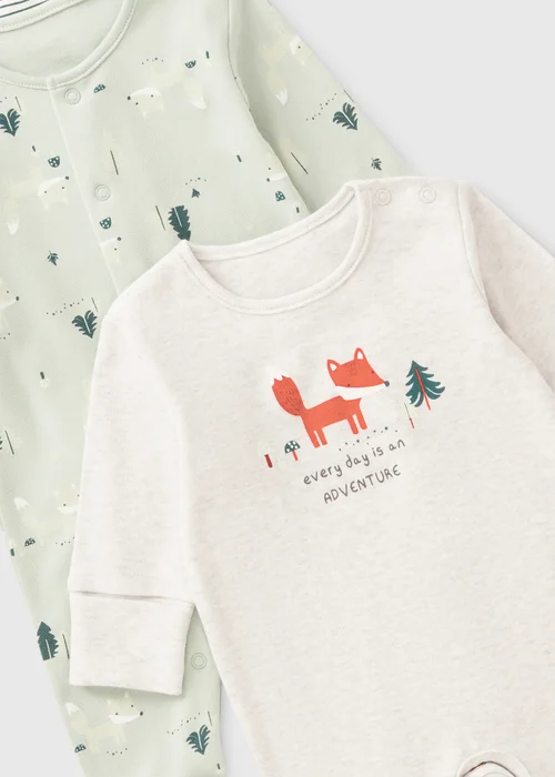 3 Pack Green Fox Sleepsuits - Age 0 - 3 Months Image 2