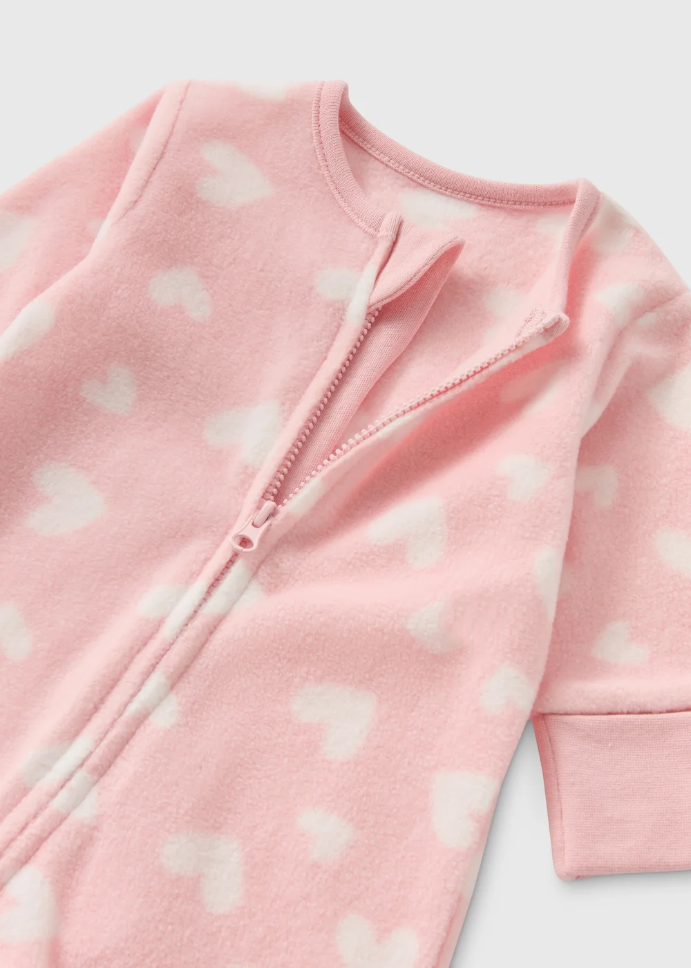 Baby Pink Heart Fleece Sleepsuit (Newborn-18mths) - Age 0 - 3 Months Image 2